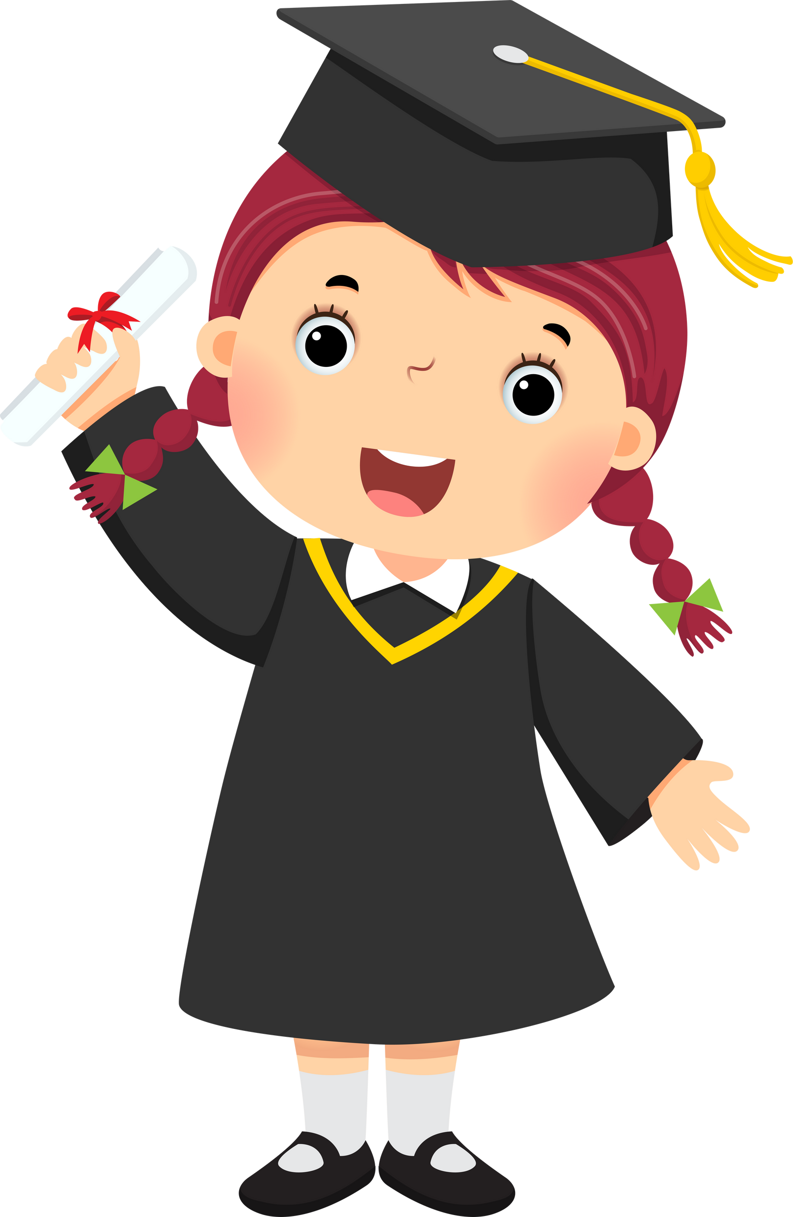 Cartoon girl in a graduation gown and mortar board 2